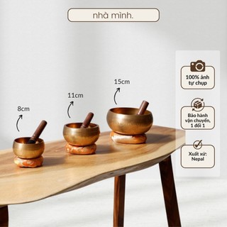  Chuông Xoay Bát Hát Singing Bowl Chuông Thiền Yoga Bộ Kèm Dùi Và Đế Gấm Size 8cm 11cm 15cm 