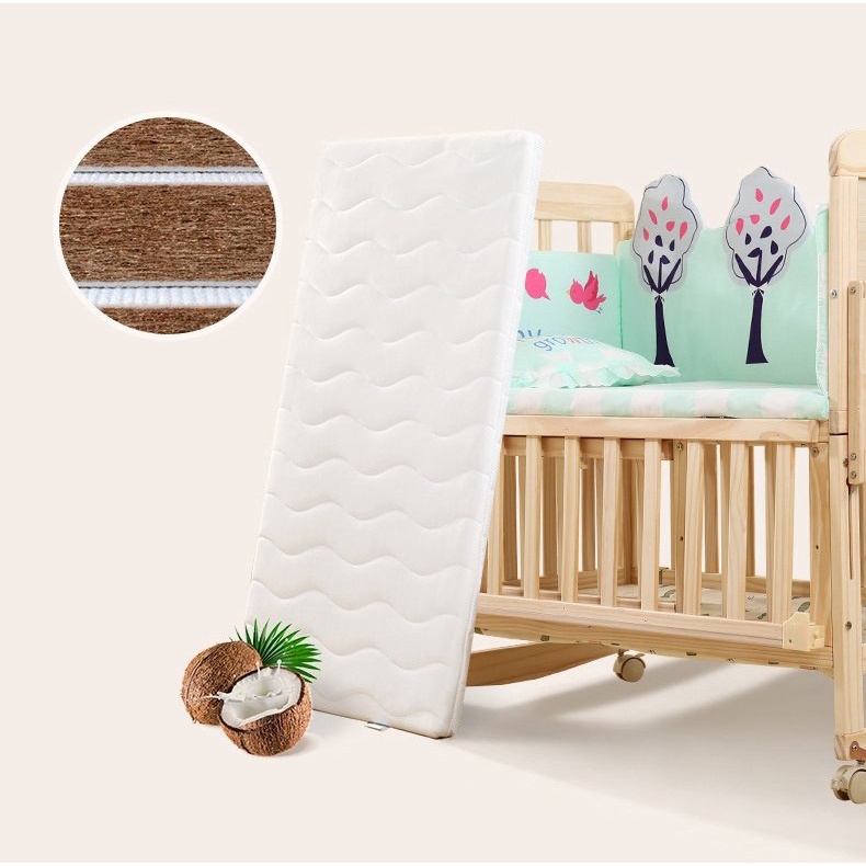 Cũi ngủ cho bé 2 tầng, nôi cũi cho bé đa năng chất liệu gỗ thông KT 105x60x90cm