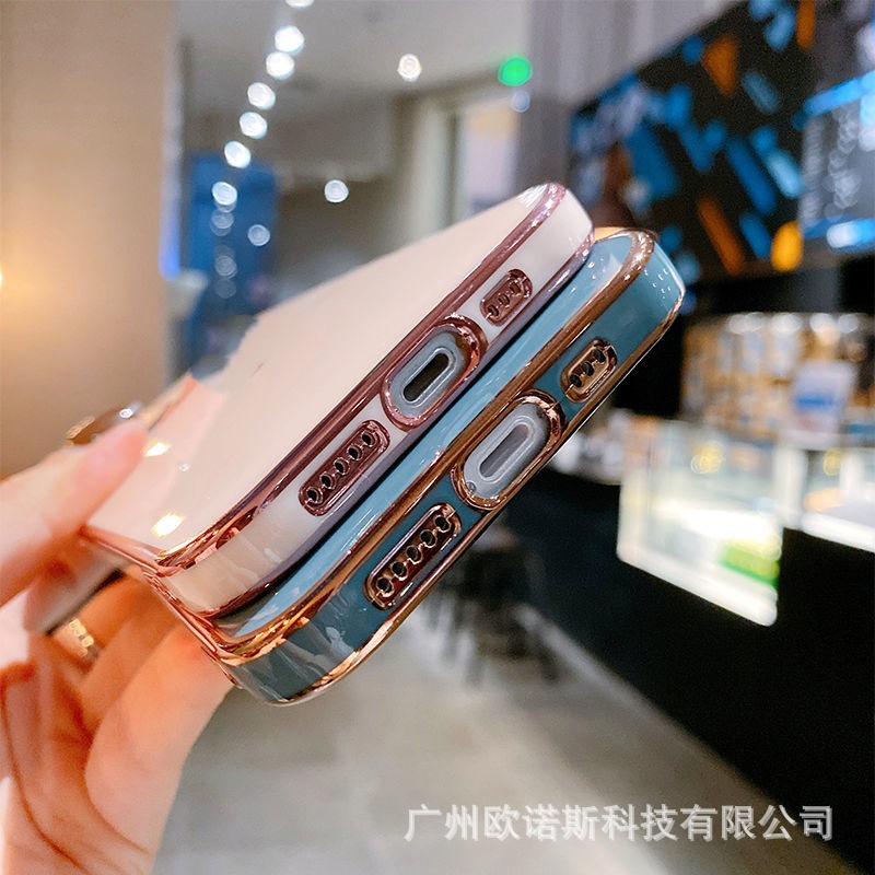 [ỐP ĐIỆN THOẠI] Ốp Lưng Iphone Mềm Dẻo Sang Trọng Viền Mạ Vàng Cao Cấp Đơn Sắc Long Lanh