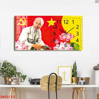 Tranh đồng hồ treo tường bác hồ - tranh tráng gương