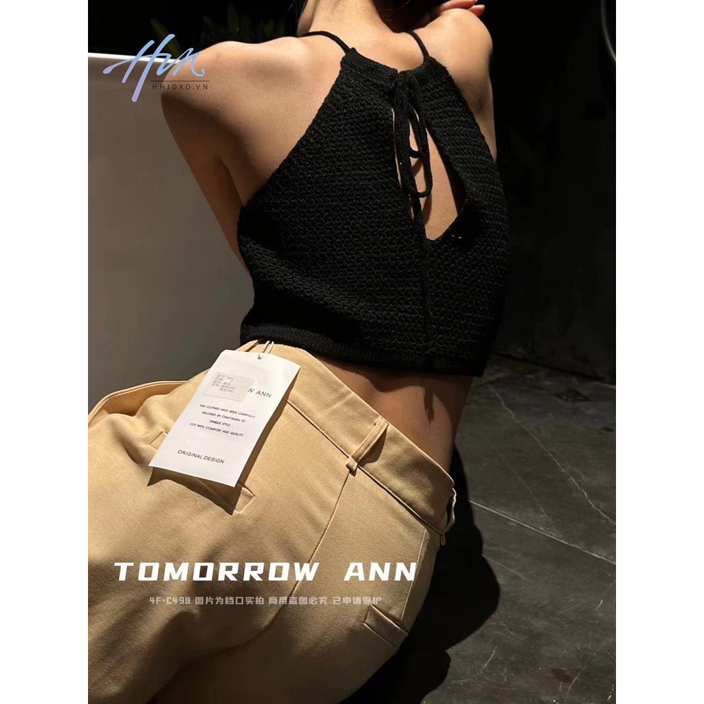 Áo Hai Dây Dệt Kim Dáng Ngắn Cột Dây Thời Trang Xuân Hè 2023 Quyến Rũ Cho Nữ