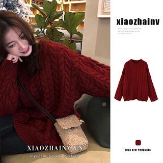 Áo sweater nữ XIAOZHAINV tay dài dáng rộng phong cách Hàn Quốc