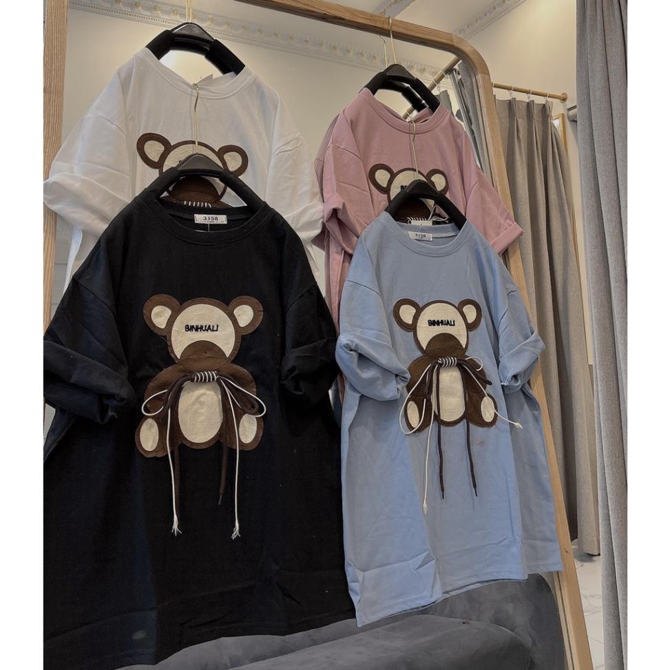 Áo Phông Khỉ Buộc Nơ Nam Nữ Cotton khô 3158 Dáng Rộng Unisex Hàn Quốc- Áo Thun Ngắn Tay Cộc Cổ Tròn