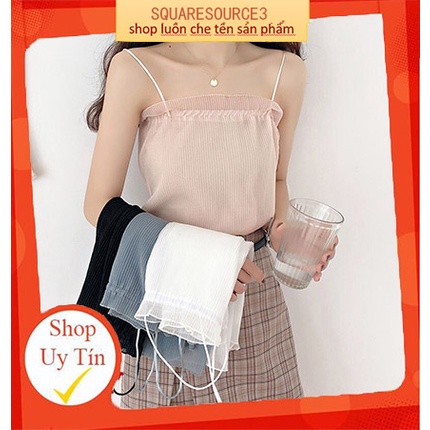 Áo Hai Dây Vải Voan Phối Ren Mỏng Nhẹ Và Che Bụng Thời Trang Cho Nữ