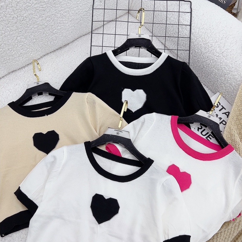 Áo Len Mongtoghi Tim Phối Màu Dáng Croptop Mã TH11