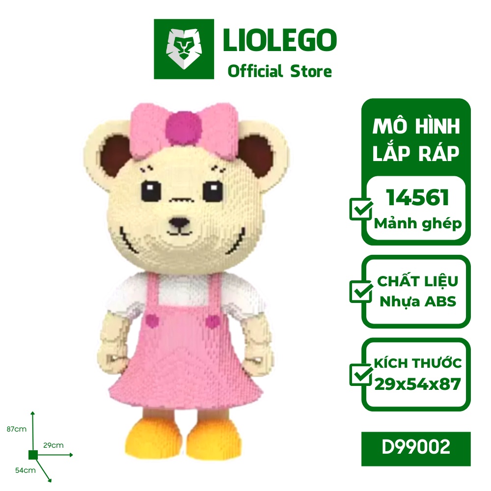 Mô Hình Lắp Ráp Lego Gấu Teddy Bear Váy Hồng 87cm Haicaipin D99002