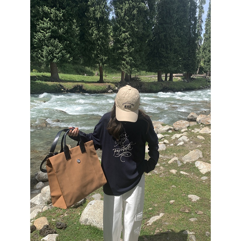 Áo thun nữ Dài tay Form rộng cổ tròn Basic Hàn Quốc Áo phông nữ Tay dài In chữ Cotton Cao cấp Thời trang