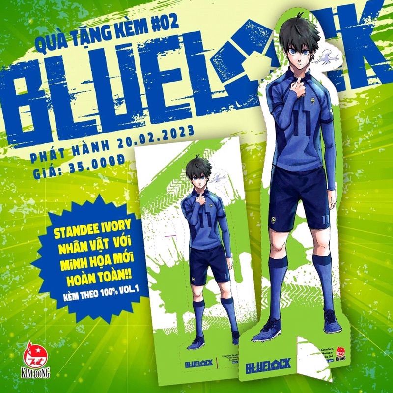 Blue lock 1- quà tặng đi kèm postcard và standee đứng hình nhân vật ( seal), phụ kiện các loại
