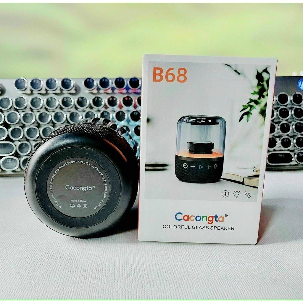 Loa Bluetooth Cacongta B68 mini Thuỷ Tinh Cao Cấp Full LED, Âm Thanh Nổi