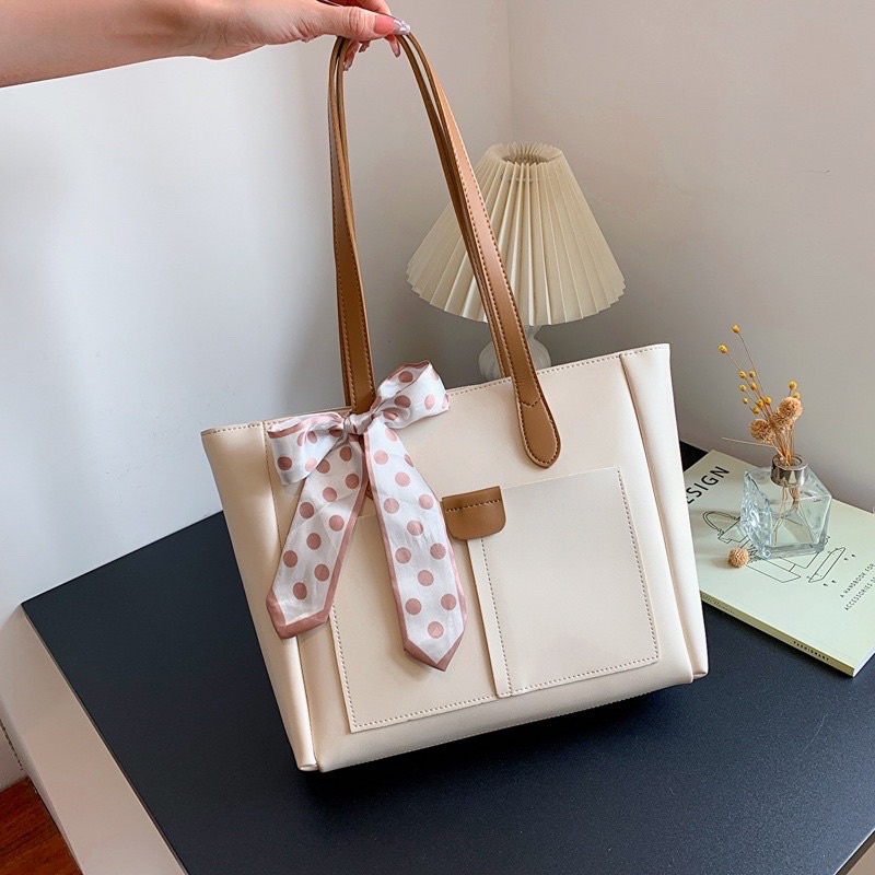 Túi xách nữ tote công sở KHĂN da đựng sách vở quần áo laptop tặng kèm khăn T650