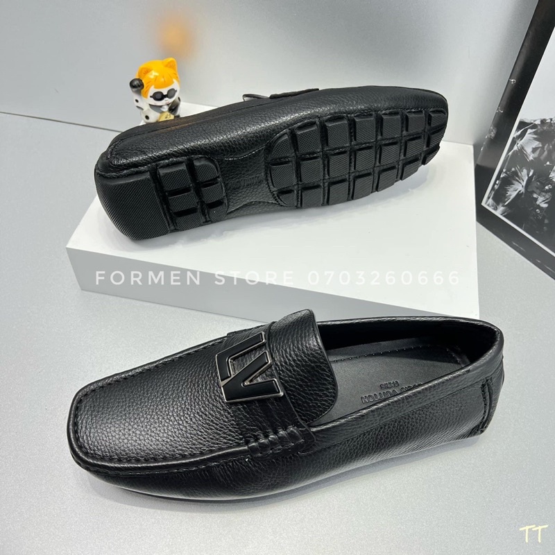 Giày nam Lv khuy mới nổi bật da bò nguyên tấm bảo hành 12 tháng