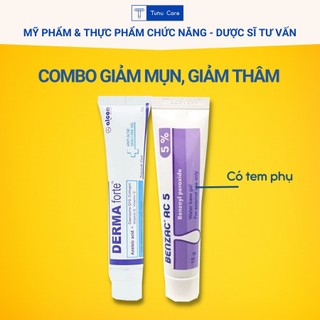 Combo 2 tuýp gel mụn Derma Forte và Benzac 5