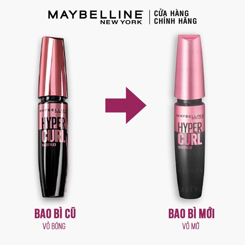 [MAYBELLINE NEW YORK] Mascara Dài Và Cong Mi Hyper Curl Waterproof Chuốt Mi Đen 9.2/4.5/3ml