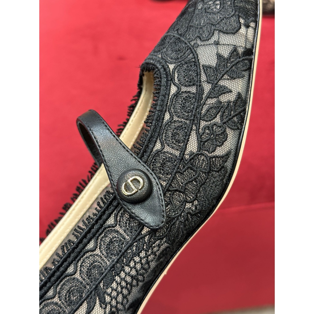 Giày Mary Jane cao gót nữ ren họa tiết hoa hồng thời trang cao cấp Dior CD phong cách thời thượng, thu hút