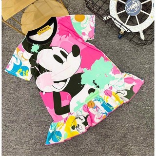 Đầm suông thun lạnh in 3D size Nhí cho bé gái từ 10 đến 22kg - Đầm váy bé gái - pikakids
