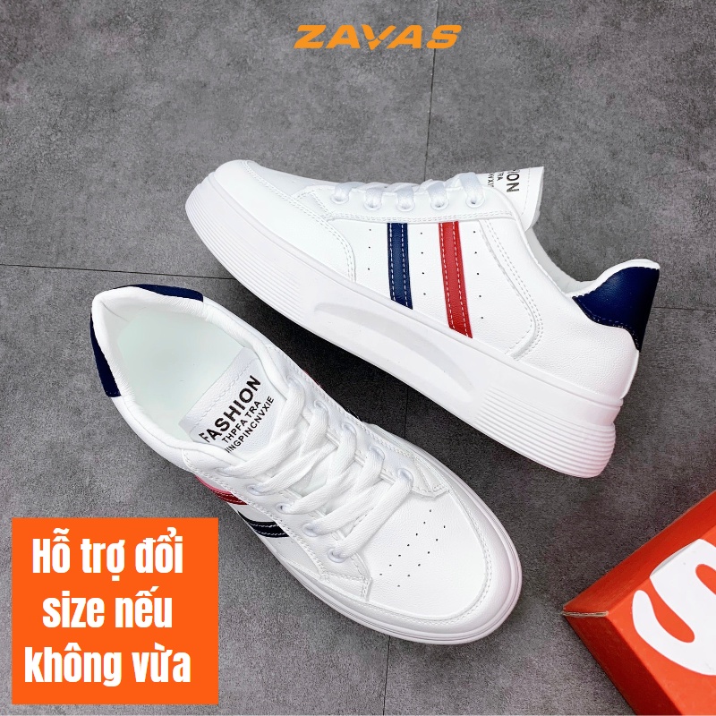 Giày thể thao sneaker nữ ZAVAS đế cao 4cm màu trắng bằng da form giày gọn gàng mang êm chân S411