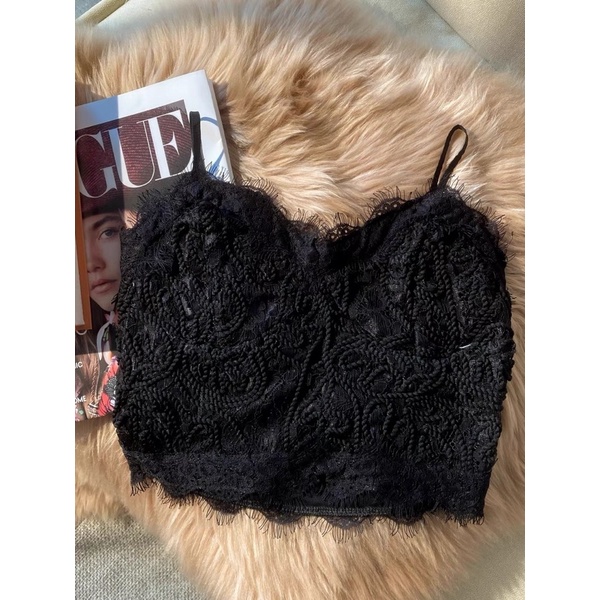 Áo Bra Ren có mút ngực co giãn, Áo 2 dây nữ croptop N22