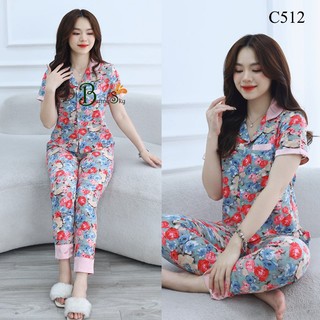 (BunnySky) Đồ bộ mặc nhà, đồ bộ pizama lụa, chất lụa mềm mịn lướt để chọn màu