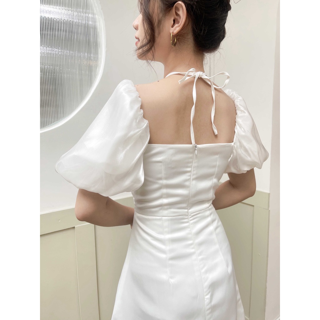 Đầm Nữ Dự Tiệc Cổ Vuông Phối Dây Yếm Tay Phồng MIELE DRESS - GOÛT DE JUN