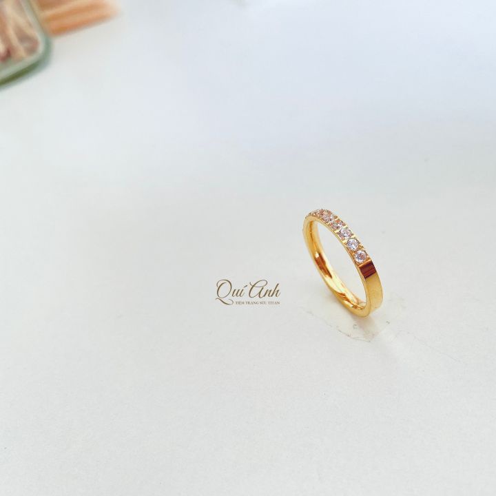 Nhẫn Titan Vàng Đính 10 Đá