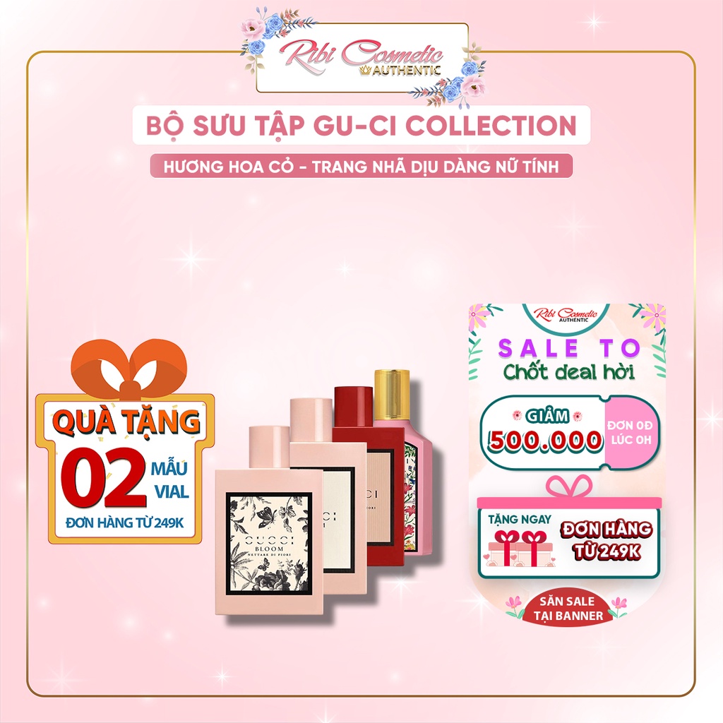 Nước Hoa Nữ Gucci Bloom Hồng Đỏ Tím, Gu-ci Flora Gorgeous Gardenia 2021 Vườn Hoa Thơm Ngát Ribicosmetics