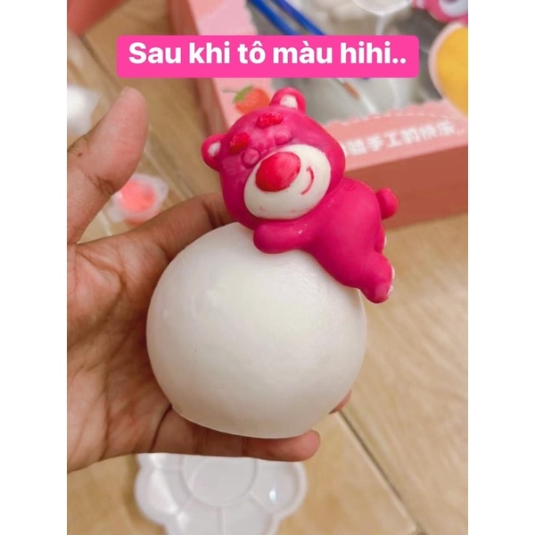 Đèn bàn gấu dâu tự trang trí tô màu DIY