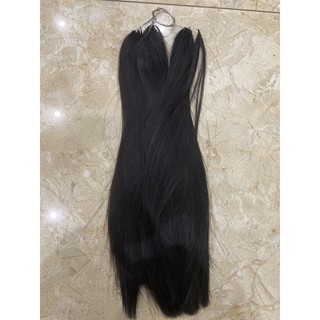 Tóc lông vũ 35cm tóc thật 100% bao tẩy tông 10