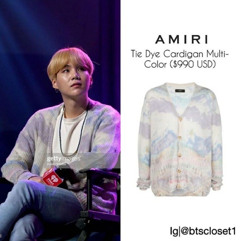 Áo cardigan tie dye tím Amiri giống Jennie BLACKPINK và Suga BTS