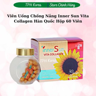 Viên uống chông nắng thải độc inner sun vita collagen hàn quốc hộp 60 viên