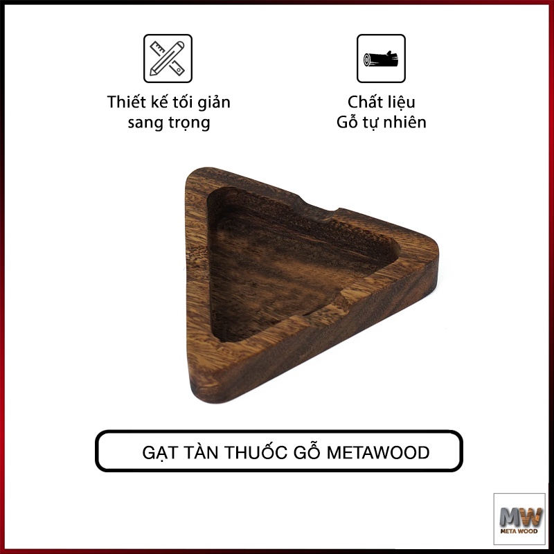 Gạt tàn thuốc lá gỗ sang trọng MetaWood, chất liệu gỗ tự nhiên, gỗ Muồng Đen nguyên khối
