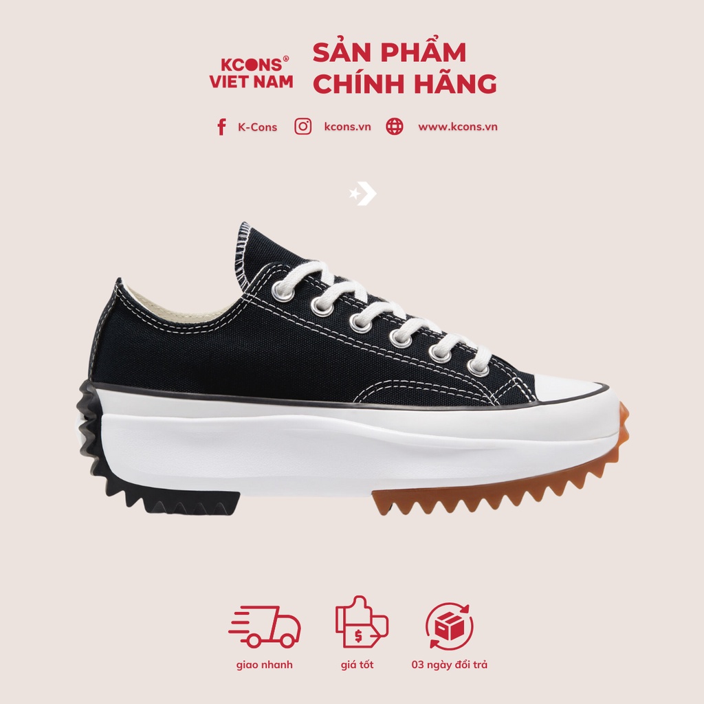 Run Star Hike Black Low Top / Giày Converse Thể Thao Đế Cao 168816C