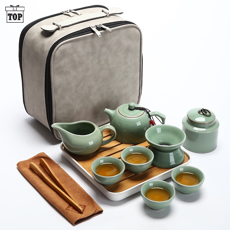 Bộ Trà Đạo Sứ Cao Cấp, Có túi đựng Giữ Nguyên Hương Vị Tinh Khiết Của Trà, ấm pha trà, ấm tách trà, am tra, am uong tra, ấm trà đạo, ấm trà độc ẩm+ Tặng Kèm Khay khăn lau