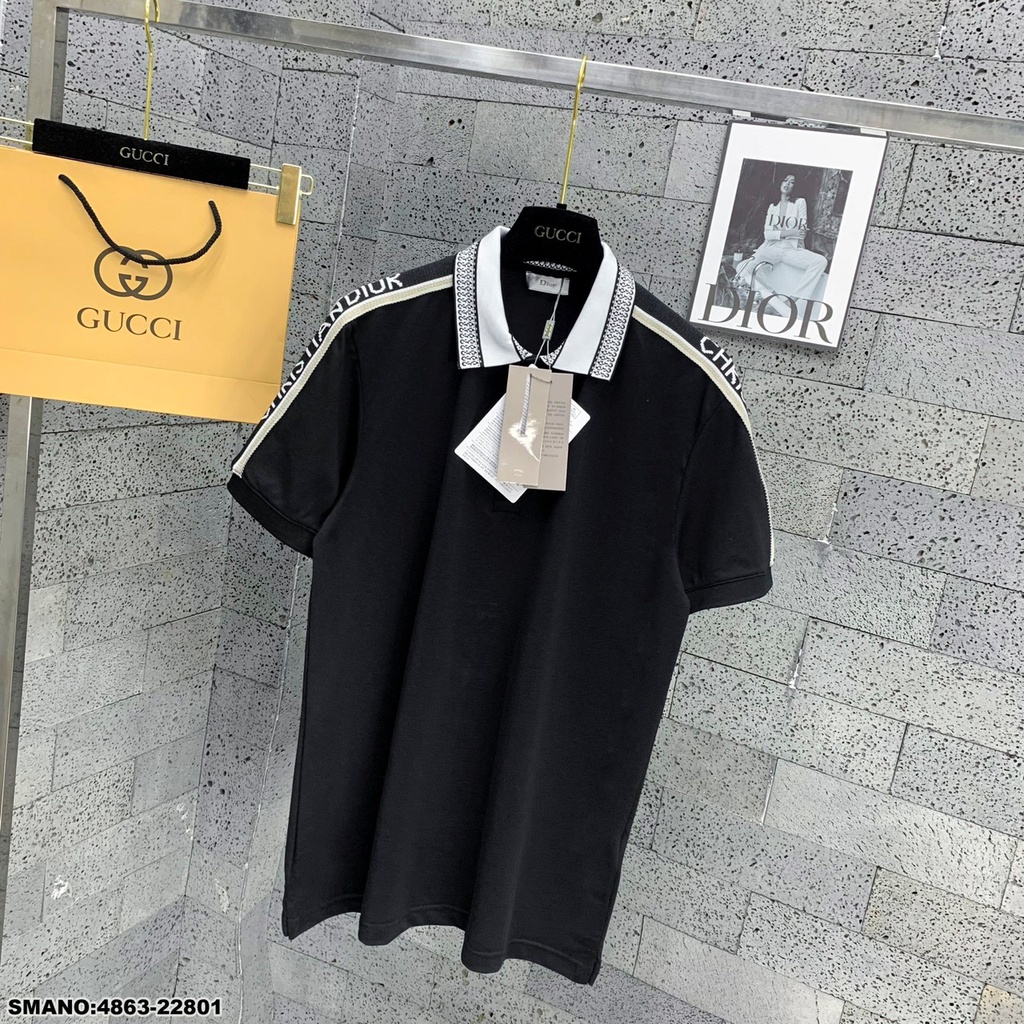 Áo Polo Nam Viền Vai DIO Cổ Thêu Hoạ Tiết Vải Mát Mịn Cao Cấp