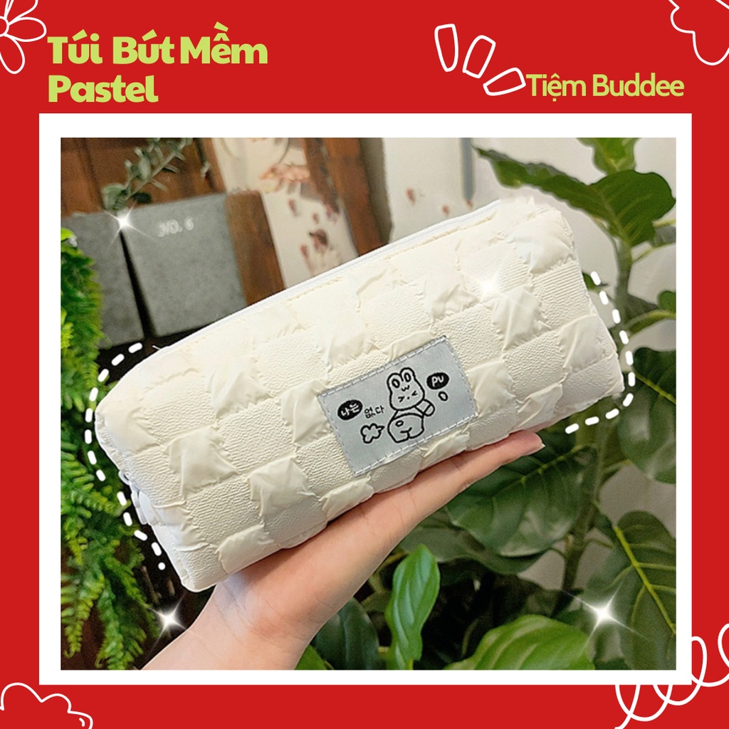 Túi Đựng Bút Vải Mềm Fluffy Pastel Phong Cách Hàn Quốc
