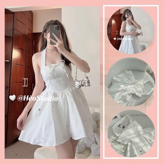 (Ảnh + Video Thật) Đầm Trắng Xoè Đính Đá Hèo Studio