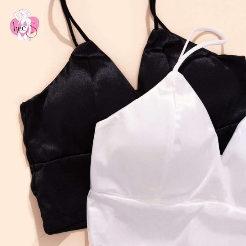 Áo Bra Nữ Satin Phi Bóng Bản To - Braletet Lụa Bóng Thiết Kế Không Gọng,Trang Nhã,Dễ Mặc Nâng Ngực Nhẹ HeeS264