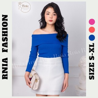 Áo Croptop tay dài trễ vai RNIA chất liệu thun tăm A2283