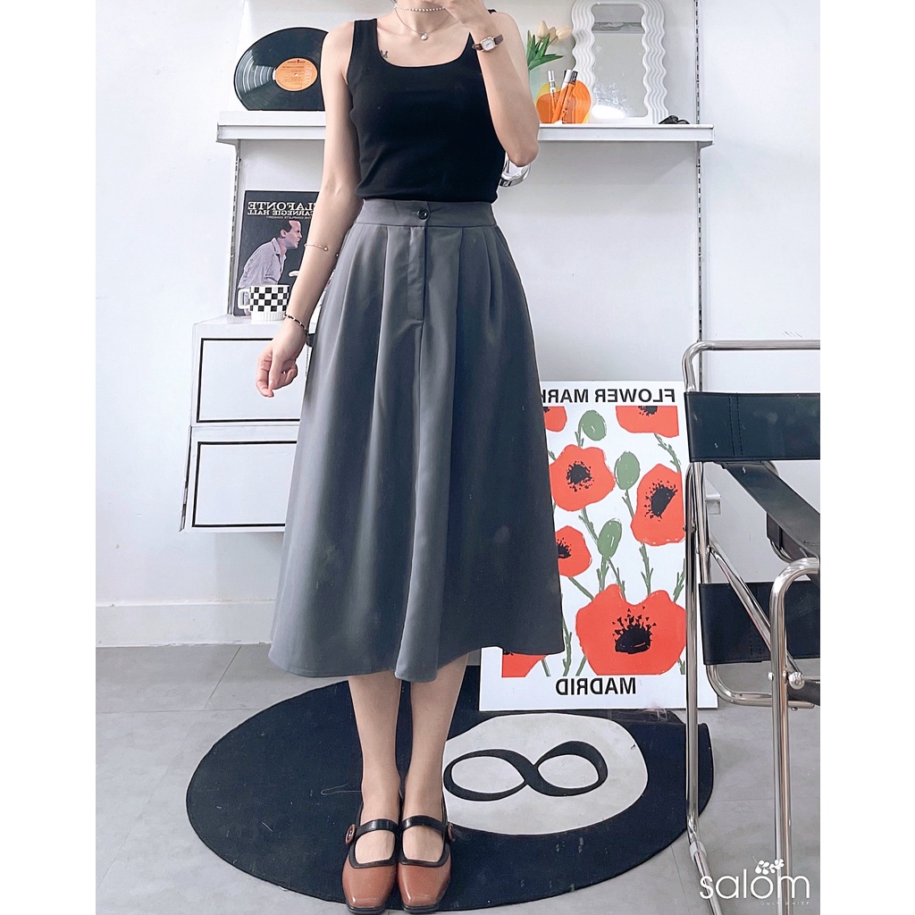 Chân váy xếp ly vintage lưng chun SALOM Shp08