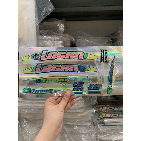 Bộ tem xe đạp Logan chữ hồng phấn hàng nhập Thái Lan chất lượng cao dành trang trí riêng cho dòng xe này