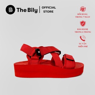Giày Sandal Nữ The BiLy Quai Chéo Đôi Dây Dù Đế Eva Siêu Êm Nhẹ Cao 3cm Màu Đỏ - BL02W Đỏ