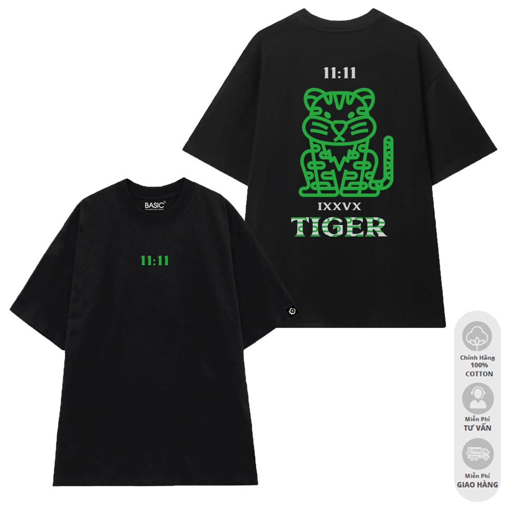 Áo Thun Nam Local Brand TNC - Tiger Đen - In Lụa Kts 100%Cotton - Áo Phông Đen Hình Họa Tiết Cọp Chất Streetwear Đẹp