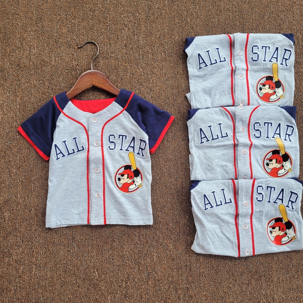 Áo cotton bóng chày MICKEY DISNEY dư xịn