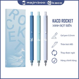 Bộ 3 bút Kaco Rocket Xanh Giáp Biển mực đen ngòi 0,5mm