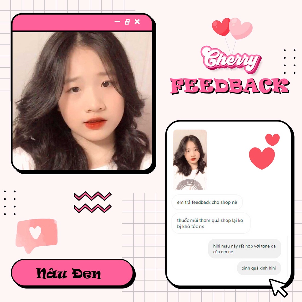 Thuốc Nhuộm Tóc Màu Nâu Đen Thuốc nhuộm Tóc chính hãng tặng kèm Oxy + Bao Tay, Cherry Hair. Cherry Hair