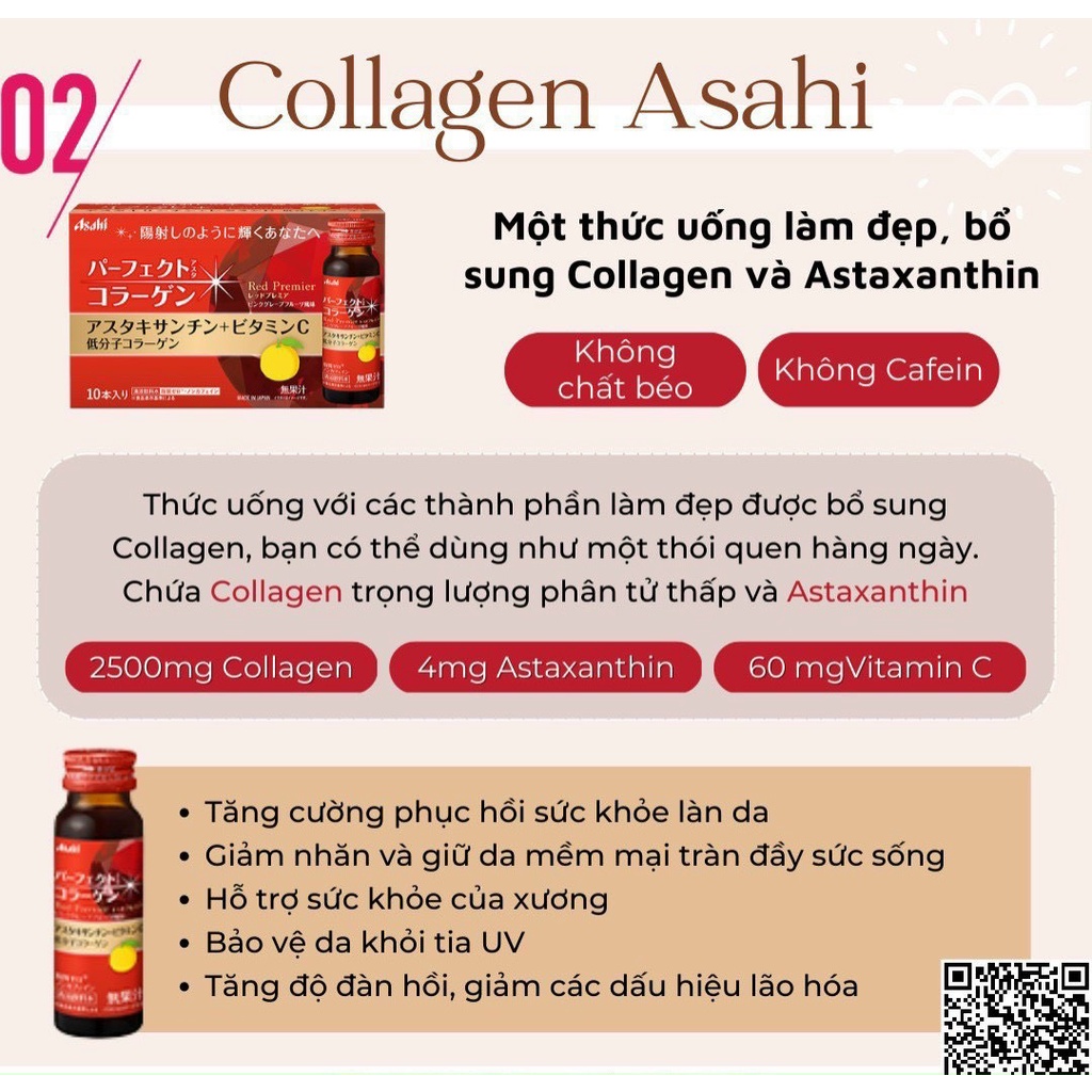 Nước uống The collagen Asahi Perfect Asta, Collagen dạng nước Nhật Bản Perfect Asta Red Premier
