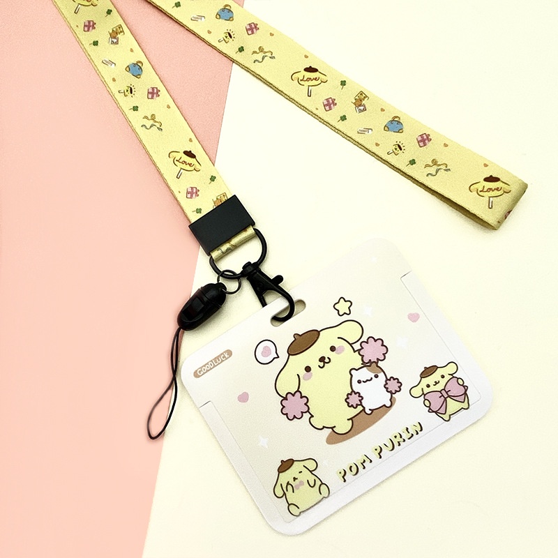 Dây đeo thẻ ngang dành cho học sinh, sinh viên, nhân viên họa tiết hoạt hình nhân vật Sanrio Pochacco, Kurin,Cinnamaroll