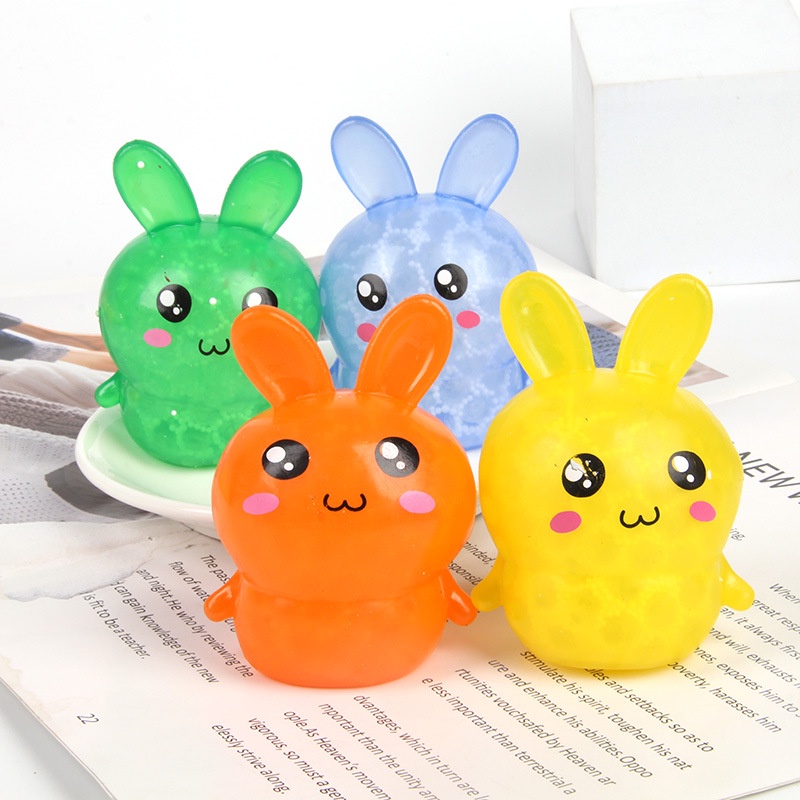 Thỏ bóp nhúm hạt nhựa dẻo hoạt hình mới giải phóng áp suất cao su mềm đồ chơi