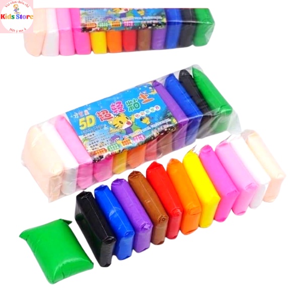 Combo đất sét tự khô Nhật 12 màu an toàn nặn hình cao cấp siêu nhẹ dành cho bé Đất nặn