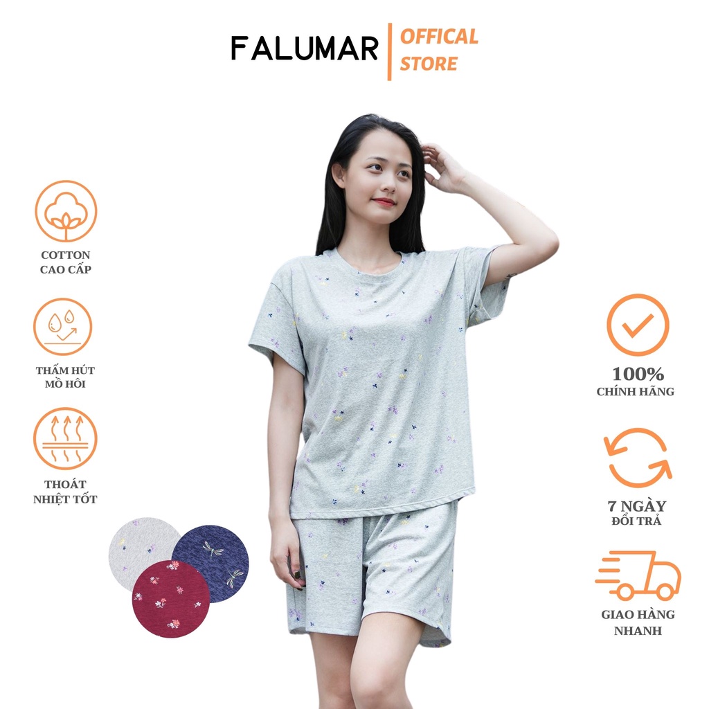 Bộ đồ nữ quần đùi hoa nhí Falumar chất cotton