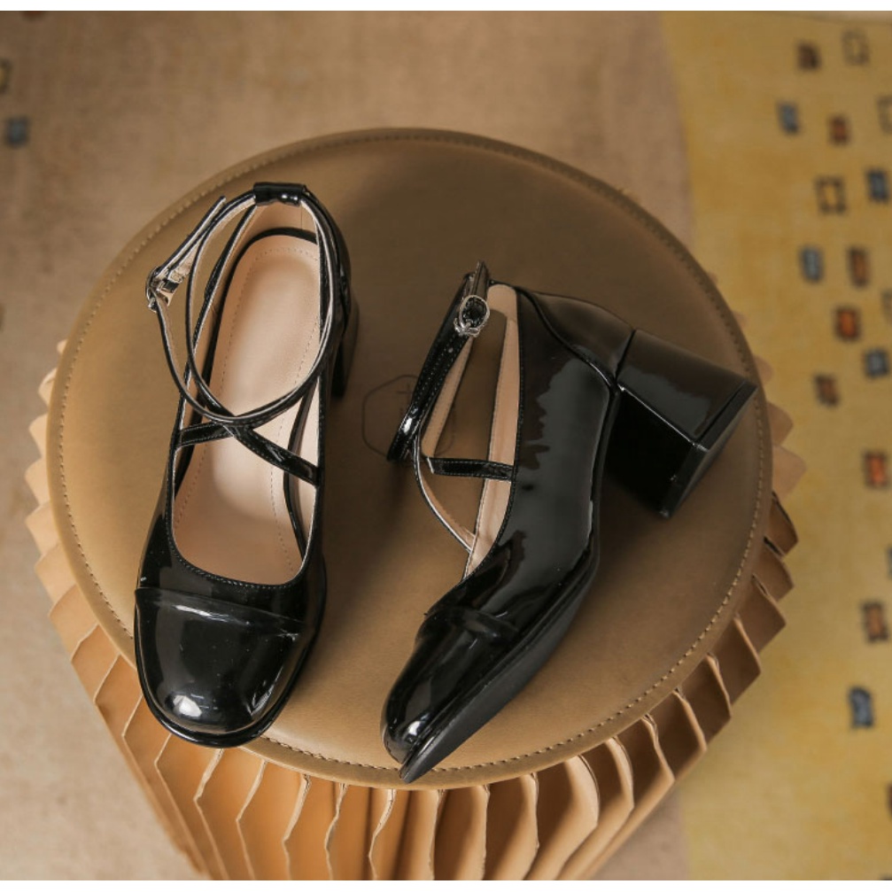 Sandal Cao Gót 5 Phân Bít Mũi Quai Chéo